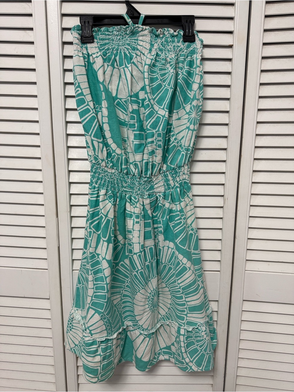 Roxy Teal & White Strapless Summer Dress Sz M